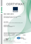 Certyfikat DIN ISO 14001:2015